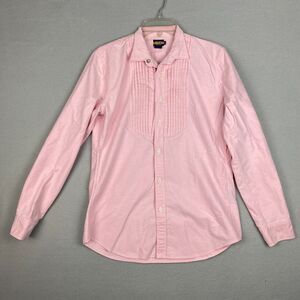 Ralph Lauren Rugby Mens Medium Pintuck Oxford Tux Button Down Shirt Pink Cotton